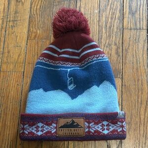 ⛷️🚠🏔️Crested Butte CO Ski Lift Knit Beanie with Pom-Pom